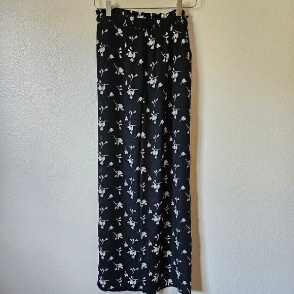 Floral Wide Leg Flowey Pants Small Women Black - Picture 6 of 6